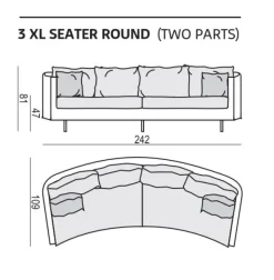 Julia 3-sits XL Svängd Soffa Big Cushions