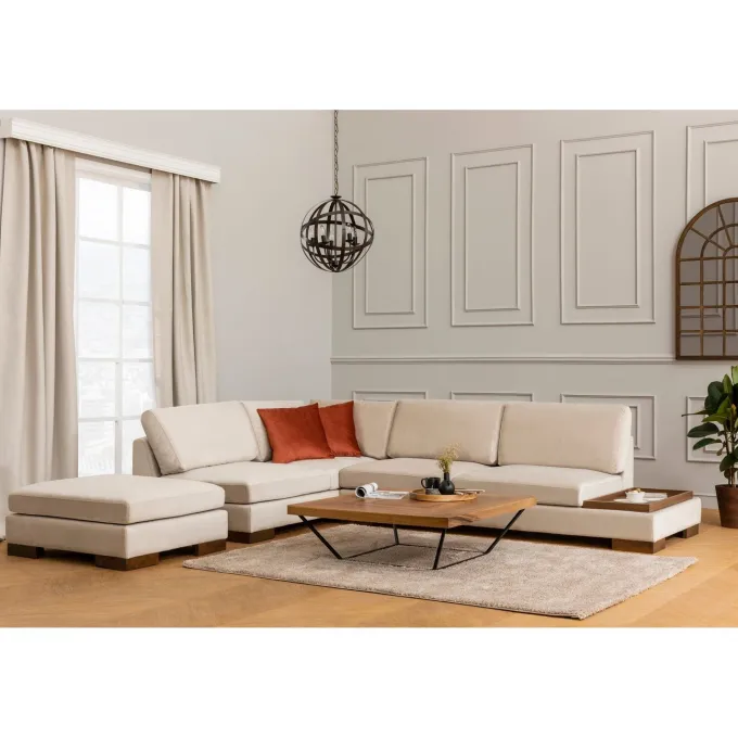 Kigali Hörn med puff (193 x 97 x 80 cm) Hörnsoffa Beige