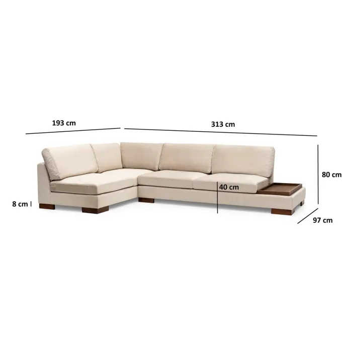 Kigali Hörn med puff (193 x 97 x 80 cm) Hörnsoffa Beige