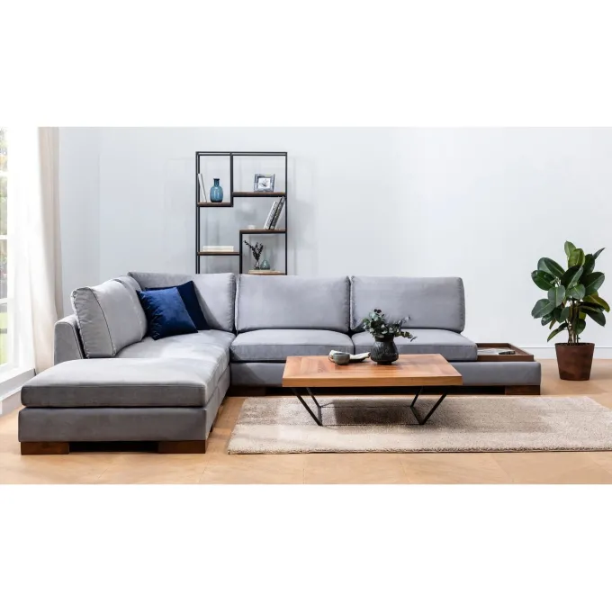 Kigali Hörn med puff (193 x 97 x 80 cm) Hörnsoffa Mörkgrå
