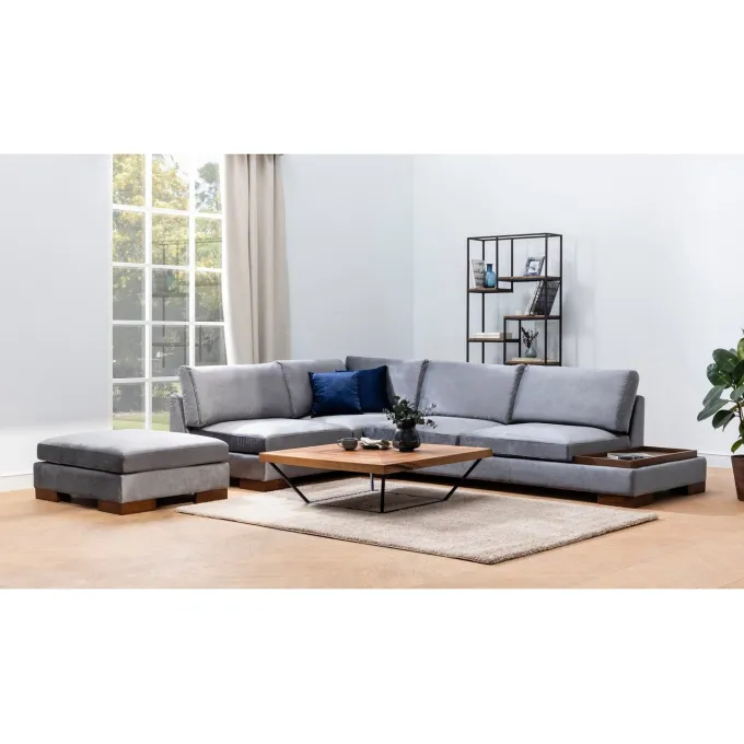 Kigali Hörn med puff (193 x 97 x 80 cm) Hörnsoffa Mörkgrå