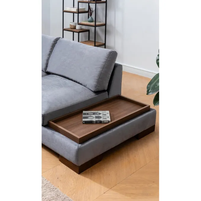 Kigali Hörn med puff (193 x 97 x 80 cm) Hörnsoffa Mörkgrå