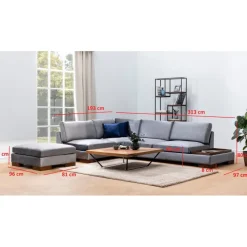 Kigali Hörn med puff (193 x 97 x 80 cm) Hörnsoffa Mörkgrå