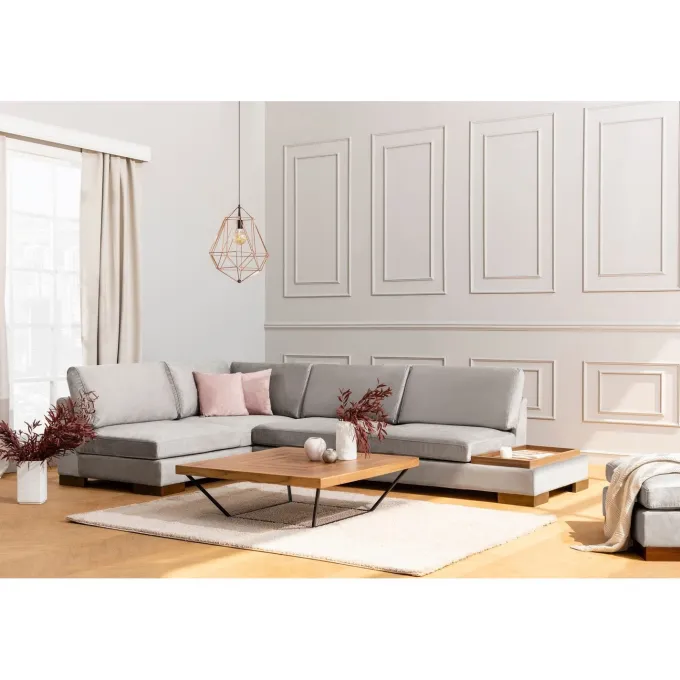 Kigali Hörn med puff (193 x 97 x 80 cm) Hörnsoffa Ljusgrå