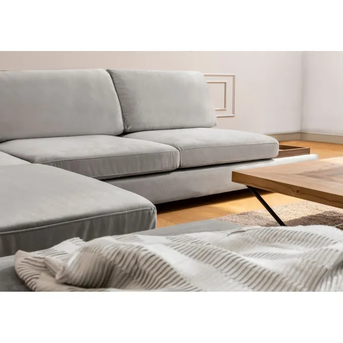Kigali Hörn med puff (193 x 97 x 80 cm) Hörnsoffa Ljusgrå