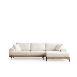 Kigali Oak (280-170 x 98 x 78 cm) Hörnsoffa Vit, Höger