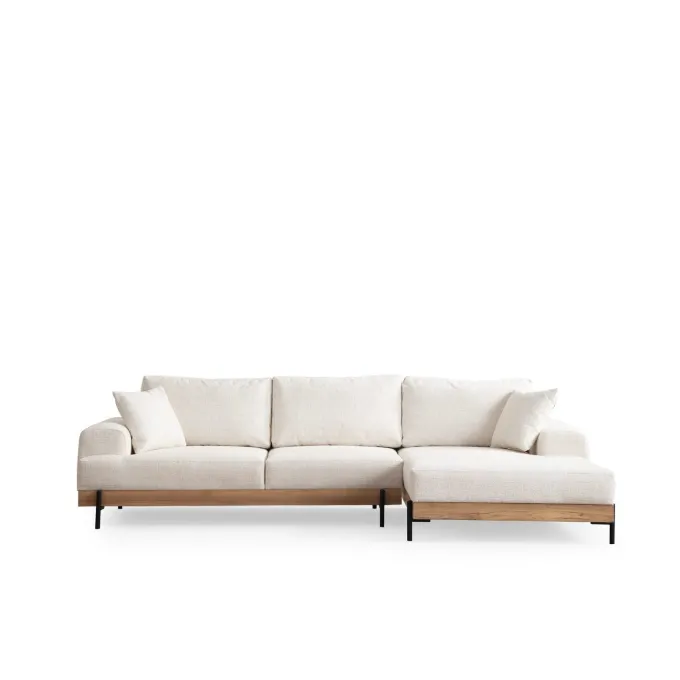 Kigali Oak (280-170 x 98 x 78 cm) Hörnsoffa Vit, Höger