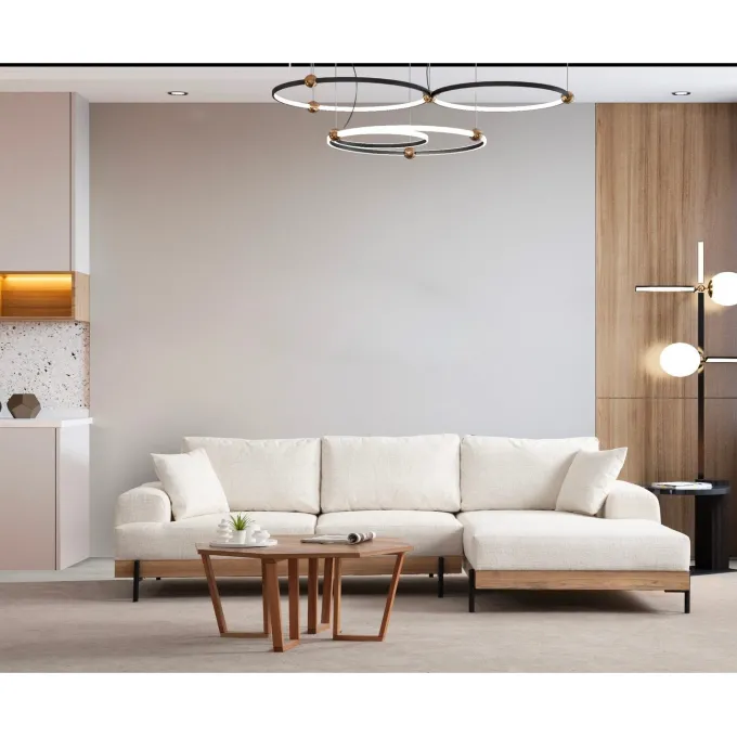 Kigali Oak (280-170 x 98 x 78 cm) Hörnsoffa Vit, Höger