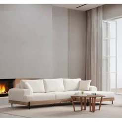 Kigali Oak (280-170 x 98 x 78 cm) Hörnsoffa Vit, Höger