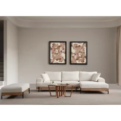 Kigali Oak (280-170 x 98 x 78 cm) Hörnsoffa Vit, Höger