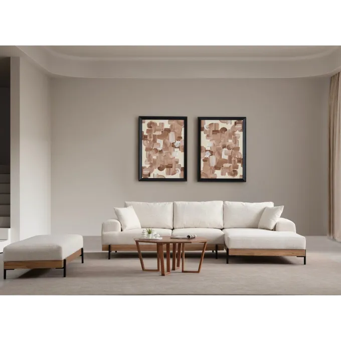 Kigali Oak (280-170 x 98 x 78 cm) Hörnsoffa Vit, Höger