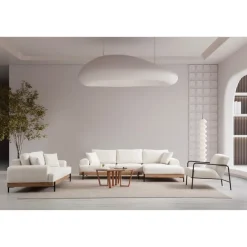Kigali Oak (280-170 x 98 x 78 cm) Hörnsoffa Vit, Höger