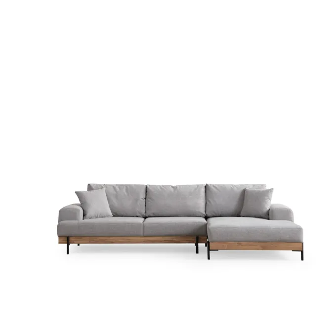 Kigali Oak (280-170 x 98 x 78 cm) Hörnsoffa Grå, Höger