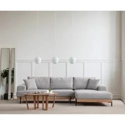 Kigali Oak (280-170 x 98 x 78 cm) Hörnsoffa Grå, Höger