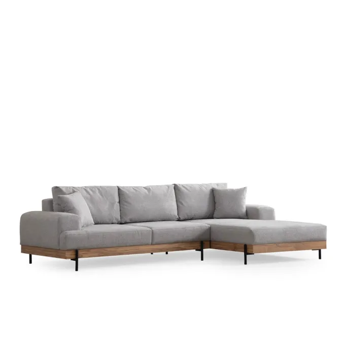 Kigali Oak (280-170 x 98 x 78 cm) Hörnsoffa Grå, Höger