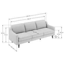 Kingston Extra (220 x 84 x 87 cm) 3-sitssoffa Karamell valnöt