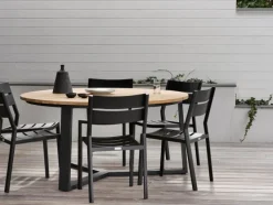 Laurion Matbord 150 cm Rund Teak/Svart