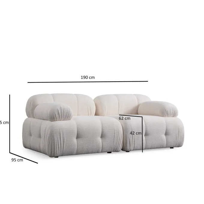 Lilongwe 2 (190-160 x 95 x 75 cm) Hörnsoffa Vit