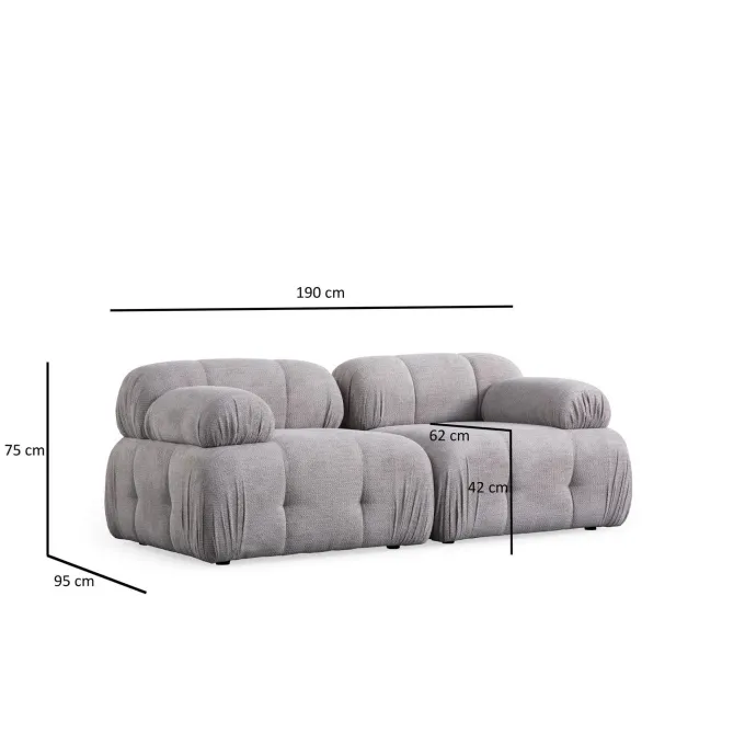 Lilongwe 2 (190-160 x 95 x 75 cm) Hörnsoffa Ljusgrå