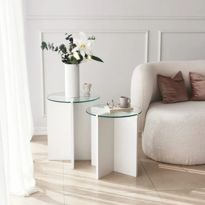 Lily (45 x 55 x 13 cm) Satsbord (2 delar) Vit