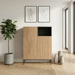 Limerick (90 x 120 x 41,8 cm) Sideboard Naturlig ekträ svart sandsten
