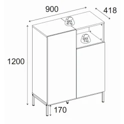 Limerick (90 x 120 x 41,8 cm) Sideboard Naturlig ekträ svart sandsten