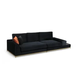 Line med sidobord (320 x 102 x 84 cm) Svart Guld 4-sitssoffa