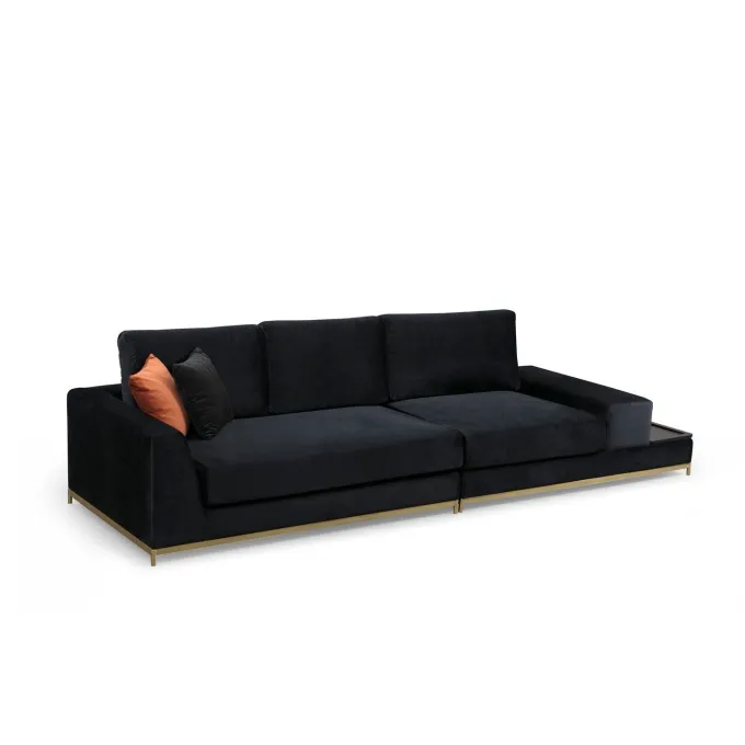 Line med sidobord (320 x 102 x 84 cm) Svart Guld 4-sitssoffa