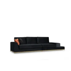 Line med sidobord (320 x 102 x 84 cm) Svart Guld 4-sitssoffa