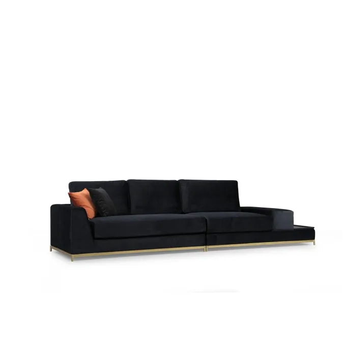 Line med sidobord (320 x 102 x 84 cm) Svart Guld 4-sitssoffa