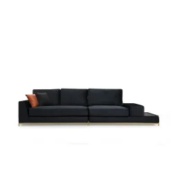 Line med sidobord (320 x 102 x 84 cm) Svart Guld 4-sitssoffa