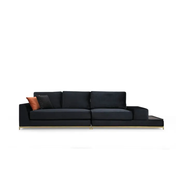 Line med sidobord (320 x 102 x 84 cm) Svart Guld 4-sitssoffa