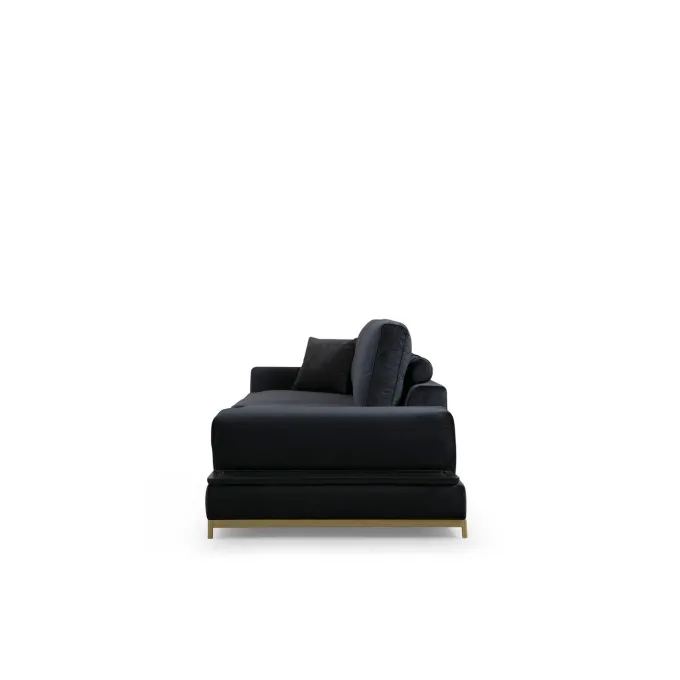 Line med sidobord (320 x 102 x 84 cm) Svart Guld 4-sitssoffa