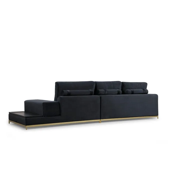 Line med sidobord (320 x 102 x 84 cm) Svart Guld 4-sitssoffa