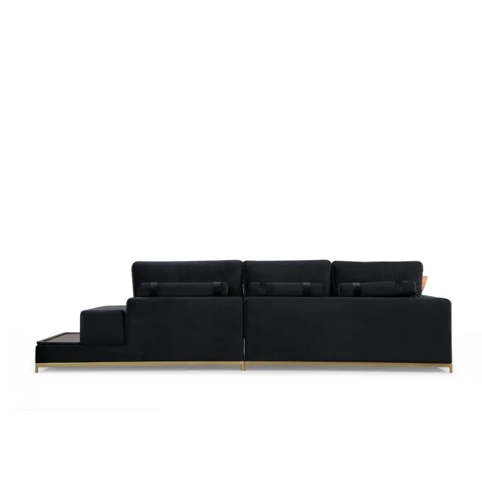 Line med sidobord (320 x 102 x 84 cm) Svart Guld 4-sitssoffa