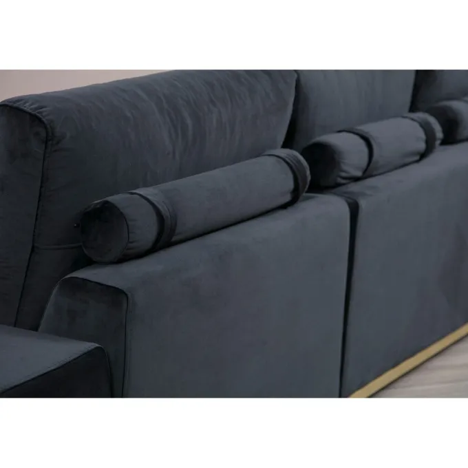 Line med sidobord (320 x 102 x 84 cm) Svart Guld 4-sitssoffa