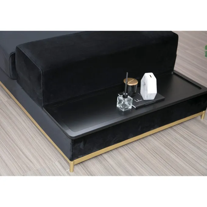 Line med sidobord (320 x 102 x 84 cm) Svart Guld 4-sitssoffa
