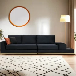 Line med sidobord (320 x 102 x 84 cm) Svart Guld 4-sitssoffa