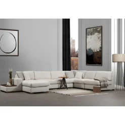 Loop 10 (272-428 x 95 x 85 cm) Vit Hörnsoffa