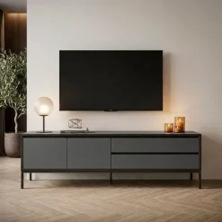 Lorenza TV-bänk Antracit trä / svart
