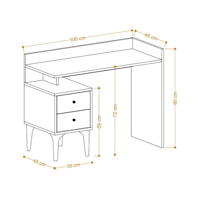 Luanda (100 x 80 x 45 cm) Skrivbord Vit