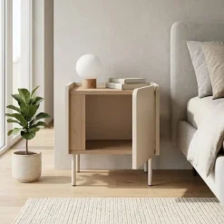 Lucile (45,5 x 47,8 x 35 cm) Nattduksbord Naturlig ek sandsten