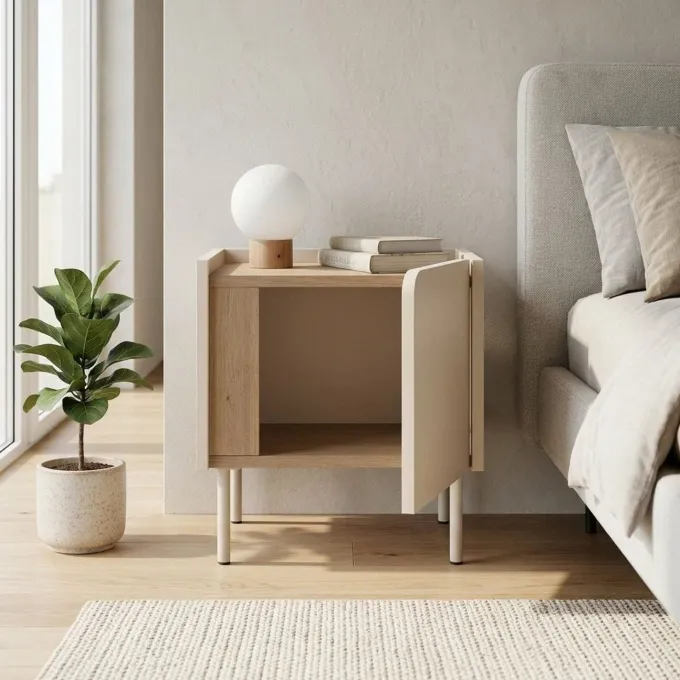 Lucile (45,5 x 47,8 x 35 cm) Nattduksbord Naturlig ek sandsten