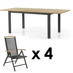 Lyon Matgrupp 152-210 cm ink 4st Andy Pos. Svart/Teak