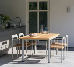 Lyon Utebord 100x224-304 cm Light Grey / Teak