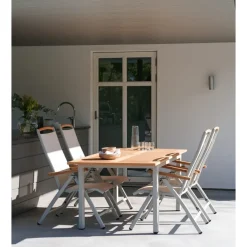 Lyon Utebord 92x194-252 cm Light Grey/ Teak