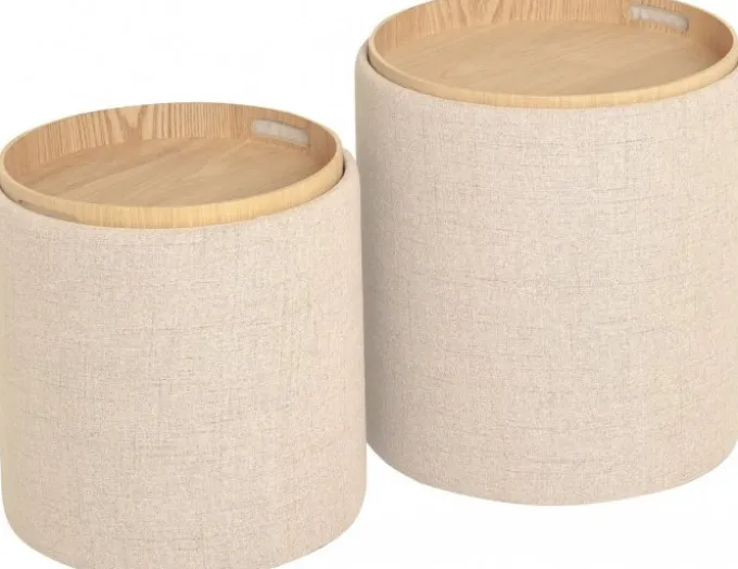 Maiko Sittpuff/Sidobord 2-pack Beige