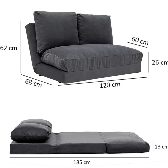Malabo (32 x 127 x 120 cm) 2-sits bäddsoffa Grå