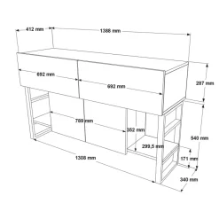 Malena Console Wide (138,8 x 83,6 x 43,3 cm) Atlantisk furu Konsol