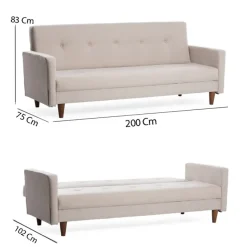 Manila (200 x 83 x 75 cm) Creme 3-sits bäddsoffa